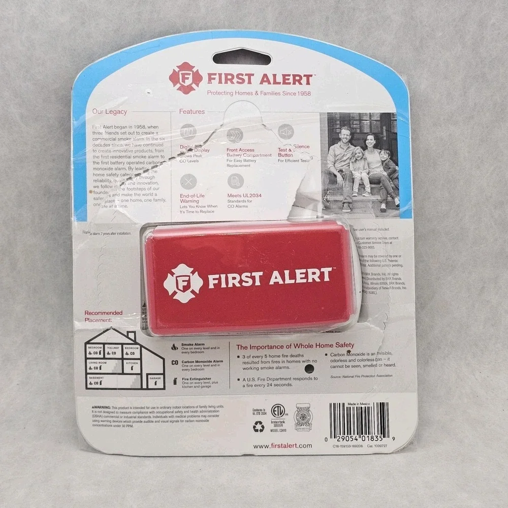 First Alert Basic Battery Operated Carbon Monoxide Alarm Brand New in Open Box